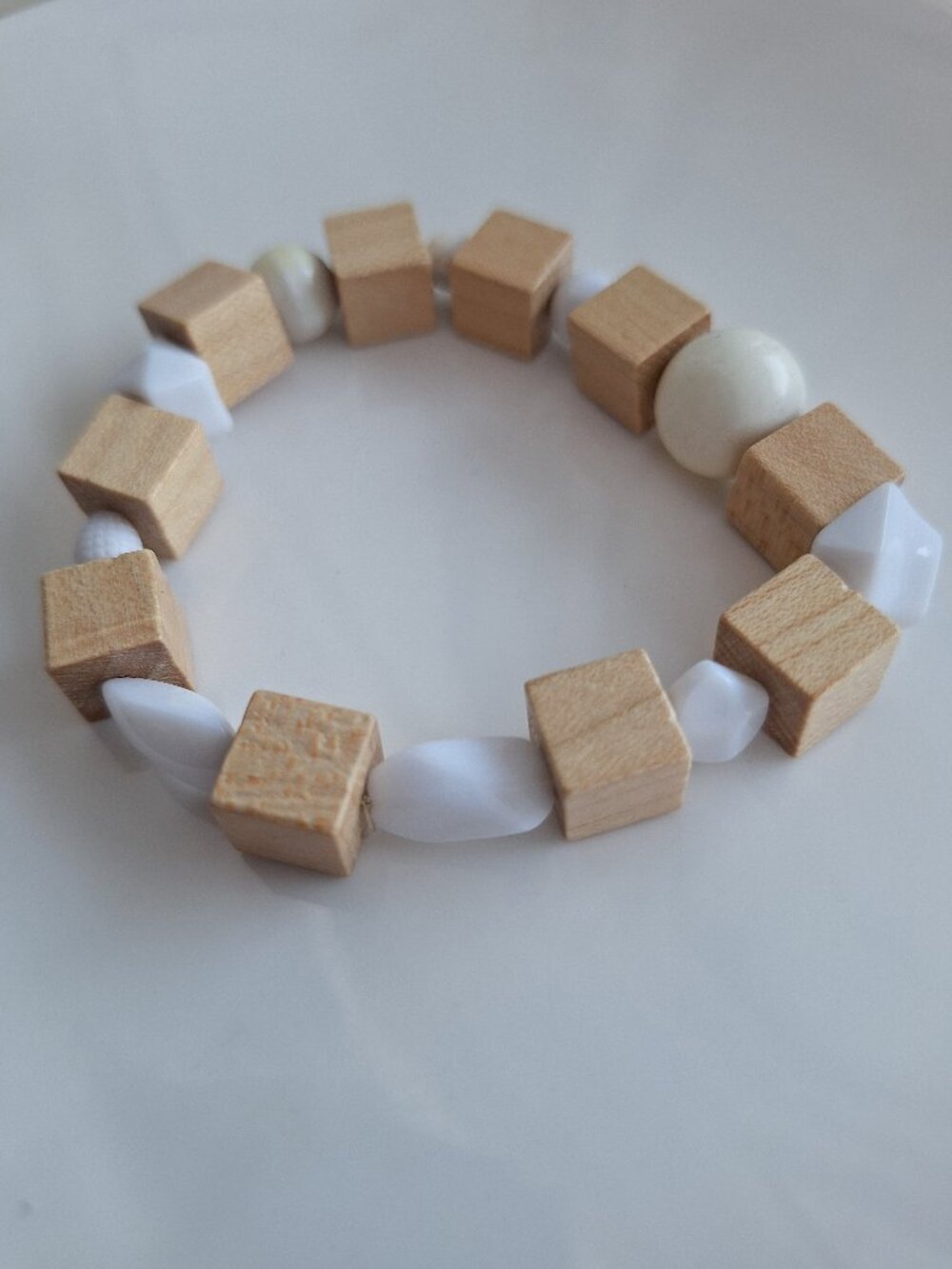 Unique One-of-a-Kind Wooden and Plastic Beaded Bracelet NEW Sharon Dawn